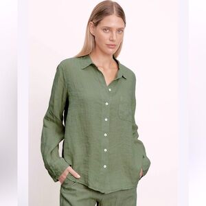 Sewn + Seen Women’s Boutique Olive Green Button Front Blouse NWT Size Large